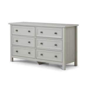 Madge Wide Chest Of Drawers In Dove Grey Lacquer