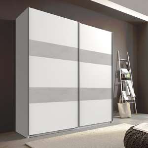 Chess Sliding Door Wide Wardrobe In White And Light Grey