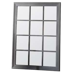 Chester Window Design Wall Mirror In Distressed Grey - UK