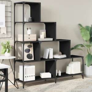 Chester Wooden Bookcase With 6 Shelves In Black - UK