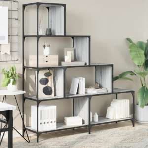 Chester Wooden Bookcase With 6 Shelves In Grey Sonoma - UK