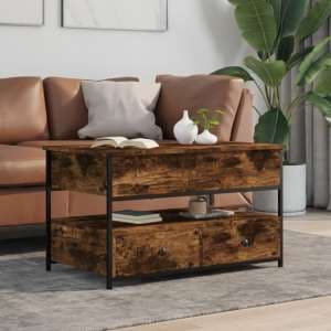 Chester Wooden Coffee Table Large With 2 Drawers In Smoked Oak - UK