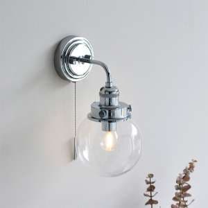 Cheswick Clear Glass Shade Wall Light In Chrome - UK
