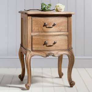Chia Wooden Bedside Cabinet With 2 Drawers In Weathered - UK