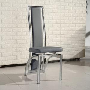 Chicago Faux Leather Dining Chair In Grey With Chrome Legs