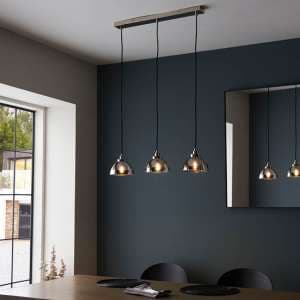 Chico Linear 3 Lights Ceiling Pendant Light In Bright Nickel - UK