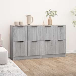 Chicory Wooden Sideboard With 4 Doors In Grey Sonoma Oak - UK