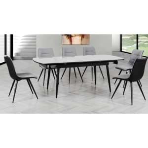Chieti Extending Sintered Stone Dining Table With 6 Grey Chairs - UK