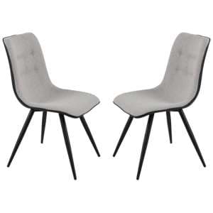 Chieti Grey Fabric Dining Chairs With Grey Legs In Pair - UK