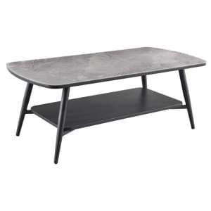 Chieti Grey Glass Coffee Table With Black Metal Legs - UK