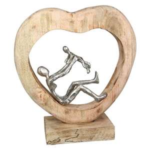 Child Love Aluminium Sculpture In Silver With Wooden Frame