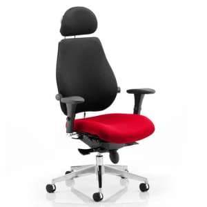 Chiro Black Back Headrest Office Chair With Bergamot Cherry Seat - UK