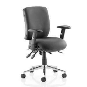 Chiro Fabric Medium Back Office Chair In Black With Arms