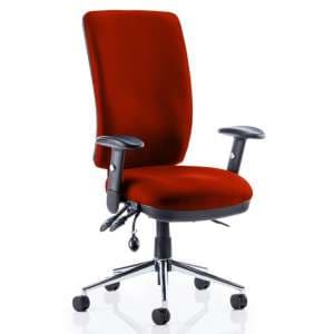 Chiro High Back Office Chair In Tobasco Red With Arms