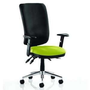Chiro High Black Back Office Chair In Myrrh Green With Arms