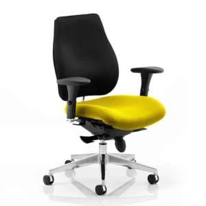 Chiro Plus Black Back Office Chair With Senna Yellow Seat - UK