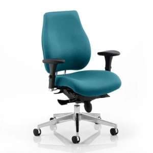 Chiro Plus Office Chair In Maringa Teal With Arms - UK