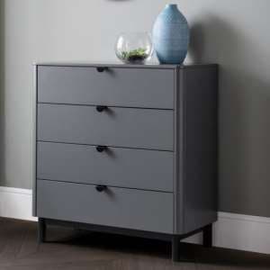 Cadhla Wooden Chest Of Drawers In Strom Grey With 4 Drawers - UK