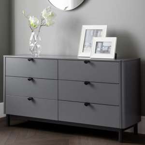 Cadhla Wooden Chest Of Drawers In Strom Grey With 6 Drawers - UK