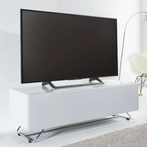 Chroma High Gloss TV Stand With Steel Frame In White - UK
