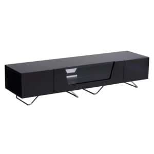 Chroma Large High Gloss TV Stand With Steel Frame In Black - UK