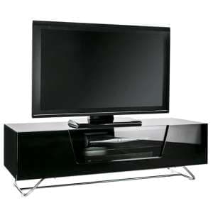 Chroma Medium High Gloss TV Stand With Steel Frame In Black - UK