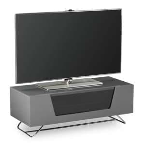 Chroma Small High Gloss TV Stand With Steel Frame In Black - UK