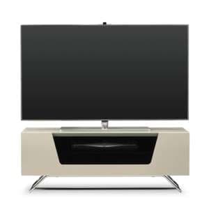Chroma Small High Gloss TV Stand With Steel Frame In Ivory - UK