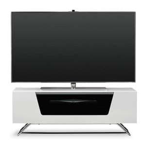 Chroma Small High Gloss TV Stand With Steel Frame In White - UK