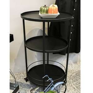 Chulavista Round Metal Drinks And Serving Trolley In Black - UK