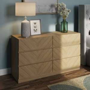 Ciana Wooden Chest Of 6 Drawers In Euro Oak - UK