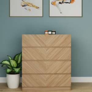 Cianna Wooden Chest Of 4 Drawers In Euro Oak - UK