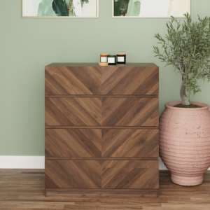 Cianna Wooden Chest Of 4 Drawers In Royal Walnut - UK