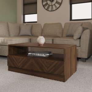 Cianna Wooden Coffee Table In Royal Walnut - UK