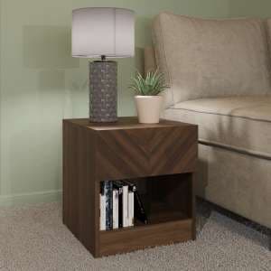 Cianna Wooden Lamp Table With 1 Drawer In Royal Walnut