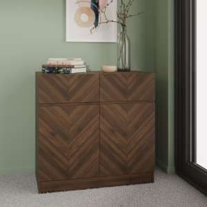 Cianna Wooden Sideboard With 2 Doors 2 Drawers In Royal Walnut - UK