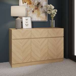Cianna Wooden Sideboard With 3 Doors 3 Drawers In Euro Oak - UK