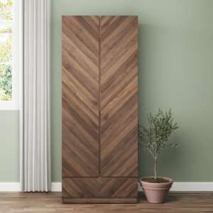 Cianna Wooden Wardrobe With 2 Doors 1 Drawer In Royal Walnut - UK