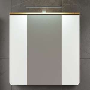 Ciara LED White Gloss Mirrored Bathroom Cabinet In Artisan Oak - UK