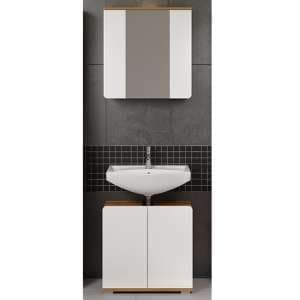 Ciara White Gloss Bathroom Furniture Set 6 In Artisan Oak