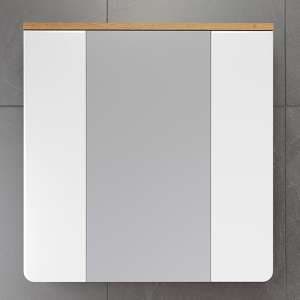 Ciara White Gloss Mirrored Bathroom Cabinet In Artisan Oak - UK