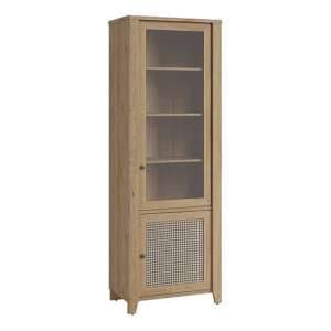 Cicero Display Cabinet With 2 Door In Oak And Rattan Effect - UK