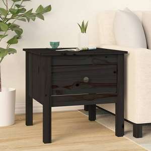 Ciella Pine Wood Side Table With 1 Drawer In Black - UK