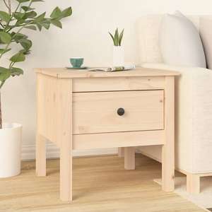 Ciella Pine Wood Side Table With 1 Drawer In Natural - UK