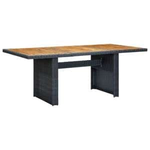 Cielo Garden Wooden Dining Table In Dark Grey Poly Rattan - UK