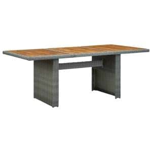 Cielo Garden Wooden Dining Table In Light Grey Poly Rattan - UK