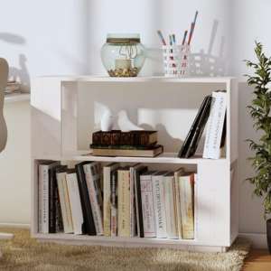 Ciniod Pinewood Bookcase And Room Divider In White