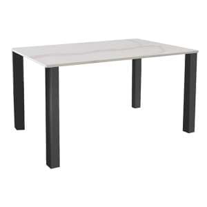 Circa Rectangular Glass Dining Table In White Marble Effect - UK