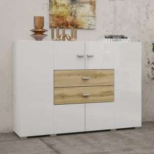 Citrus High Gloss Sideboard With 2 Doors 2 Drawers In White - UK