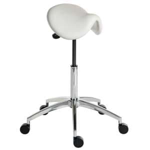 Clack Contemporary Stool In White PU With Castors